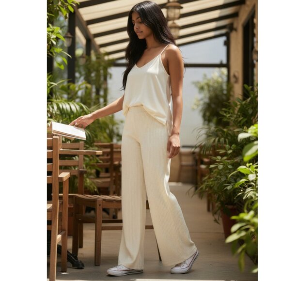 Backyard Roses Shane Knit Pants Lined Flare Leg Pull-On Lounge Style XS S L XL - Picture 1 of 4